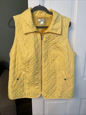 CJ Banks Yellow Quilted-Lined Vest